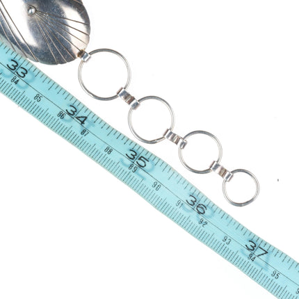 36.5" vintage Navajo sterling silver stamped/chiseled link concho belt