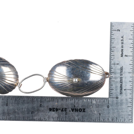 36.5" vintage Navajo sterling silver stamped/chiseled link concho belt