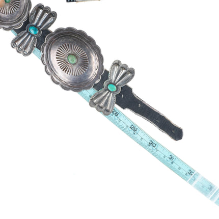 30.5" c1940's Navajo sterling silver turquoise bowtie concho belt nicely stamped