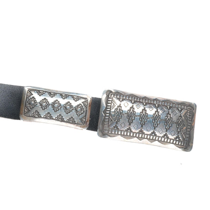 Vintage Vincent J Platero Navajo sterling silver deep stamped concho belt