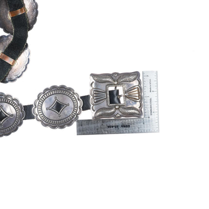 Vintage Fred Thompson Navajo sterling silver first phase style concho belt