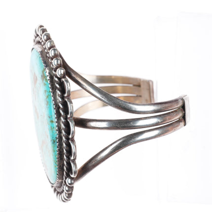 7" Leo Coriz Santo Domingo sterling silver large cuff bracelet with turquoise