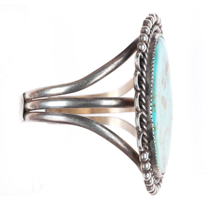 7" Leo Coriz Santo Domingo sterling silver large cuff bracelet with turquoise