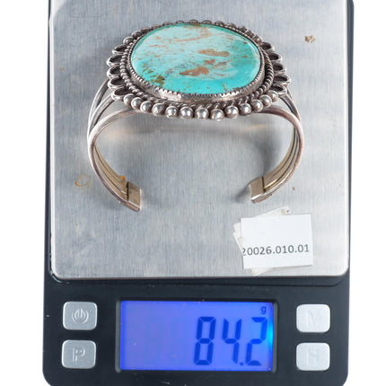 7" Leo Coriz Santo Domingo sterling silver large cuff bracelet with turquoise