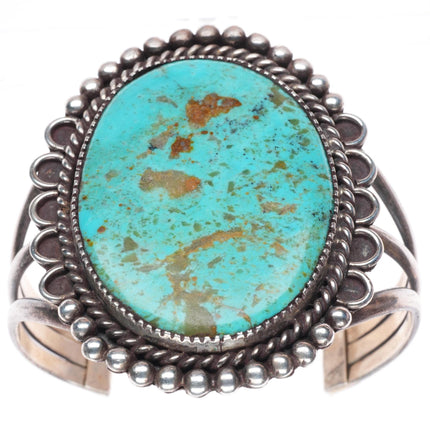 7" Leo Coriz Santo Domingo sterling silver large cuff bracelet with turquoise