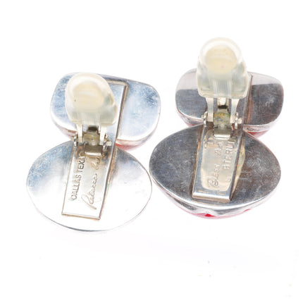 Rebecca Collins Coral and Amber sterling silver clip-on earrings