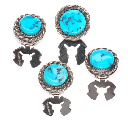 4 Vintage Navajo sterling silver/turquoise button covers