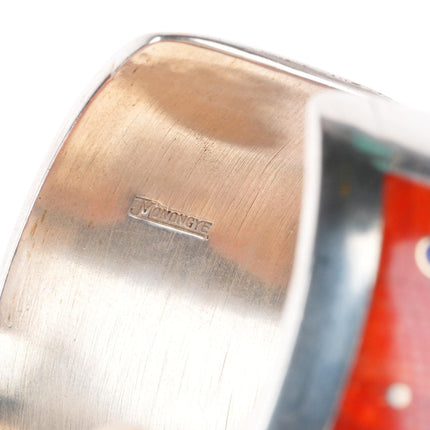 6" Jesse Monongya Hopi/Navajo sterling silver inlaid cuff bracelet c1980's