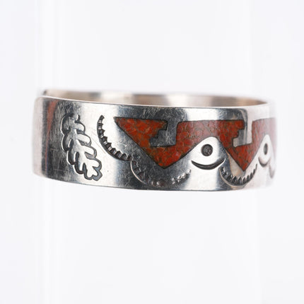 6.25" William Singer Navajo sterling silver turquoise chip inlay cuff bracelet