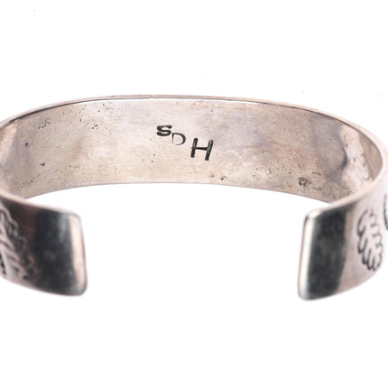 6.25" William Singer Navajo sterling silver turquoise chip inlay cuff bracelet