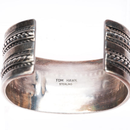 6.7" Heavy Tom Hawk Navajo sterling silver braided wide band cuff bracelet