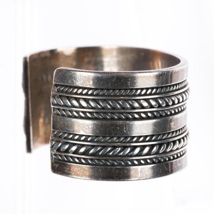 6.7" Heavy Tom Hawk Navajo sterling silver braided wide band cuff bracelet