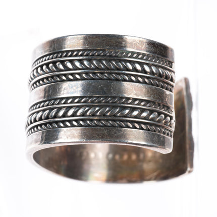 6.7" Heavy Tom Hawk Navajo sterling silver braided wide band cuff bracelet
