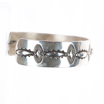 6.75" Greg Lewis Acoma deep stamped sterling silver cuff bracelet