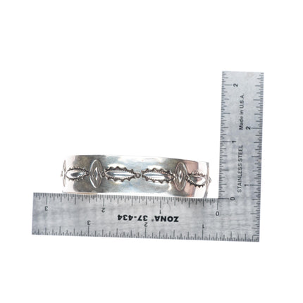 6.75" Greg Lewis Acoma deep stamped sterling silver cuff bracelet