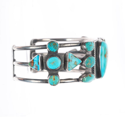 6.5" c1930's vintage Navajo sterling silver cuff bracelet with nice turquoise