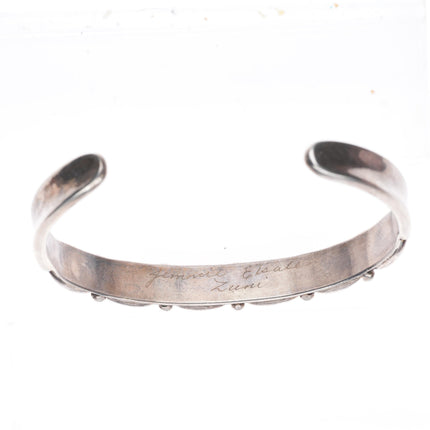 6.5" Etsate Zuni sterling silver patriotic coral, turquoise row cuff bracelet