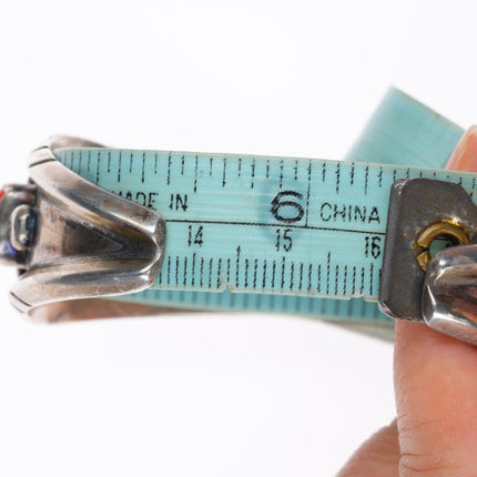 6.3" Margaret Lee Navajo sterling silver turquoise and coral cuff bracelet