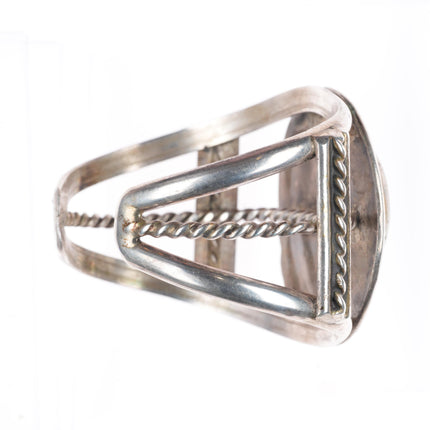 6.6" vintage Navajo sterling silver cuff bracelet with green turquoise