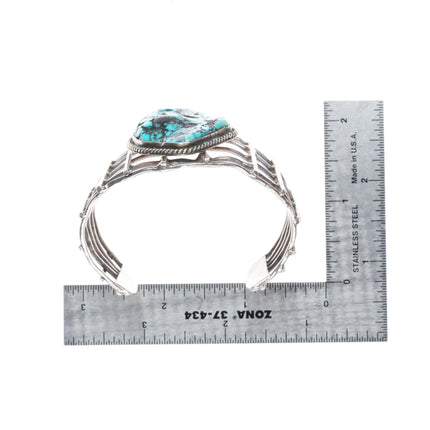 6.4" vintage Navajo sterling silver cuff bracelet with nice turquoise