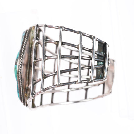 6.4" vintage Navajo sterling silver cuff bracelet with nice turquoise