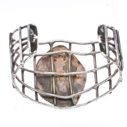 6.4" vintage Navajo sterling silver cuff bracelet with nice turquoise