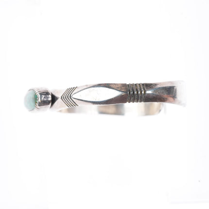 6.4" Will Denetdale Navajo sterling silver turquoise carinated cuff bracelet