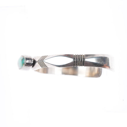 6.4" Will Denetdale Navajo sterling silver turquoise carinated cuff bracelet