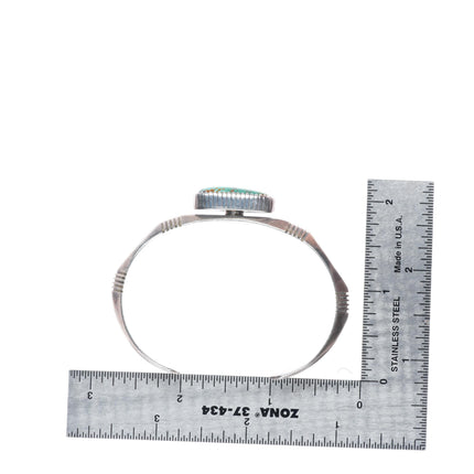 6.4" Will Denetdale Navajo sterling silver turquoise carinated cuff bracelet
