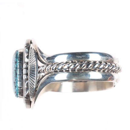 6.3" Wil Vandever Navajo sterling silver spiderweb turquoise cuff bracelet