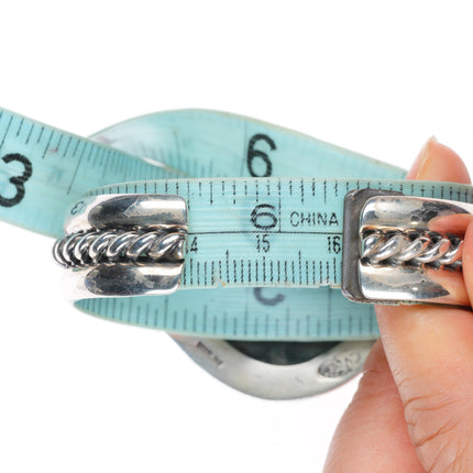 6.3" Wil Vandever Navajo sterling silver spiderweb turquoise cuff bracelet