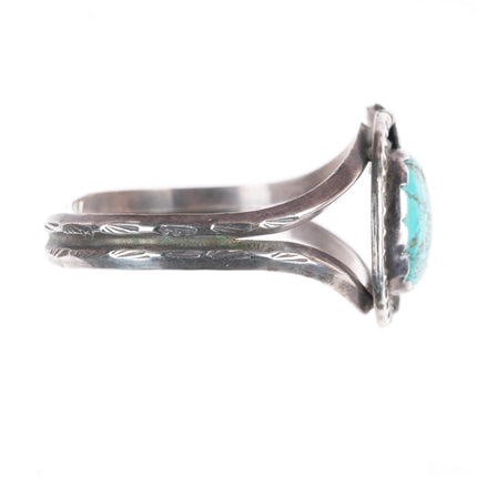6.4" Vintage HJA Navajo sterling silver spiderweb turquoise cuff bracelet