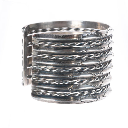 6.4" Vintage Navajo 4 stack carinated/twisted wire sterling silver cuff bracelet