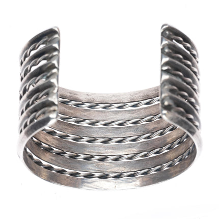 6.4" Vintage Navajo 4 stack carinated/twisted wire sterling silver cuff bracelet