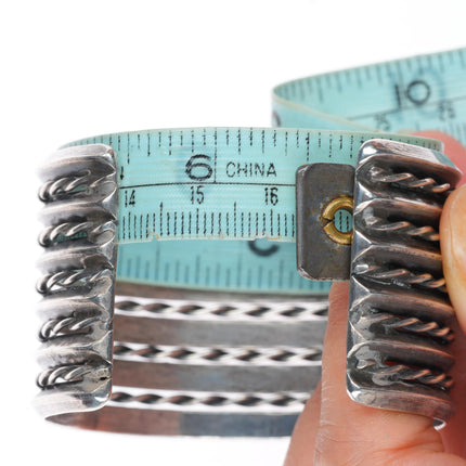 6.4" Vintage Navajo 4 stack carinated/twisted wire sterling silver cuff bracelet