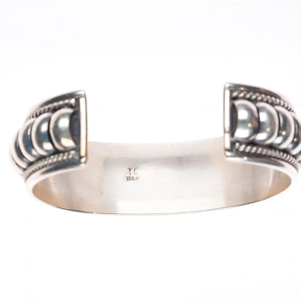 6.4" vintage Thomas Charlie Navajo sterling silver segmented cuff bracelet