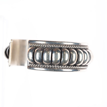 6.4" vintage Thomas Charlie Navajo sterling silver segmented cuff bracelet