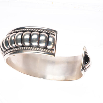 6.4" vintage Thomas Charlie Navajo sterling silver segmented cuff bracelet