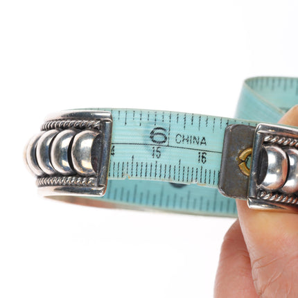 6.4" vintage Thomas Charlie Navajo sterling silver segmented cuff bracelet