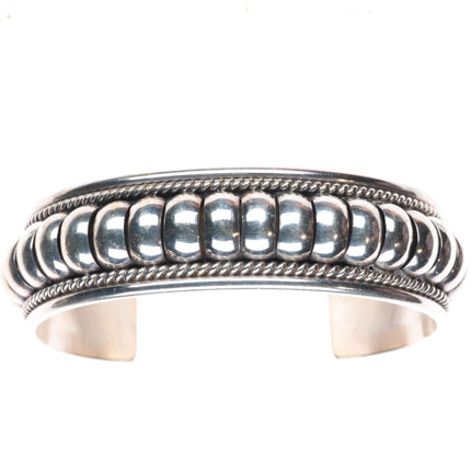 6.4" vintage Thomas Charlie Navajo sterling silver segmented cuff bracelet