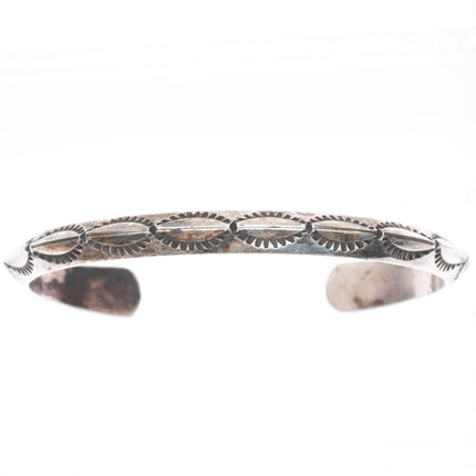 6.9" Roger Skeet Navajo sterling silver stamped carinated stacker cuff bracelet