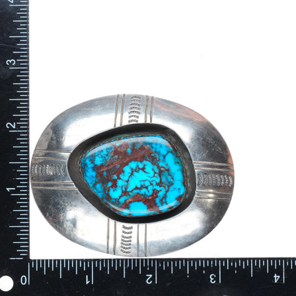 Aaron Chischiligi high grade Bisbee turquoise sterling silver buckle 1.75" belt