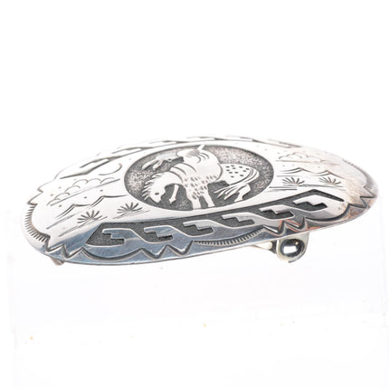 Vintage Gibson Gene Navajo End of the Trail sterling silver buckle for 1.5" belt