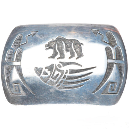 Danielle Wadsworth Hopi overlay bear paw sterling silver buckle for 1.5" belt