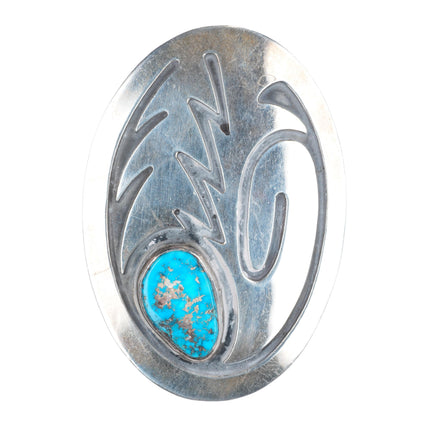 Vintage Navajo overlay pendant - pin/brooch sterling silver with turquoise