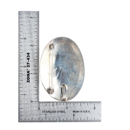 Vintage Navajo overlay pendant - pin/brooch sterling silver with turquoise