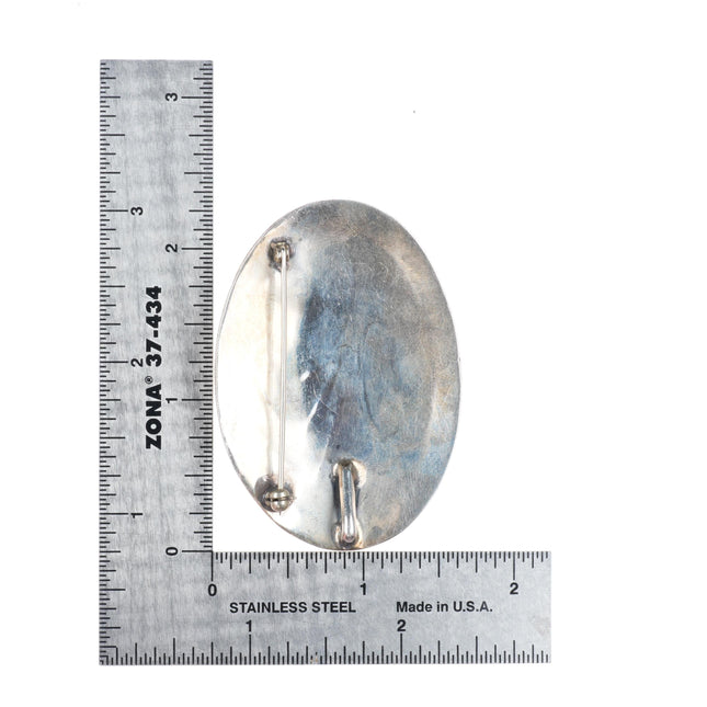 Vintage Navajo overlay pendant - pin/brooch sterling silver with turquoise