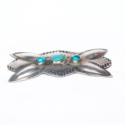 c1940's vintage Navajo sterling silver butterfly form pin/brooch nice turquoise