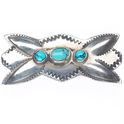 c1940's vintage Navajo sterling silver butterfly form pin/brooch nice turquoise
