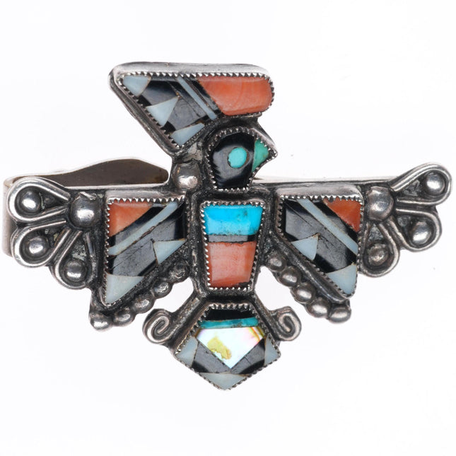 vintage c1950's Zuni sterling silver thunderbird inlay tie/dress clip